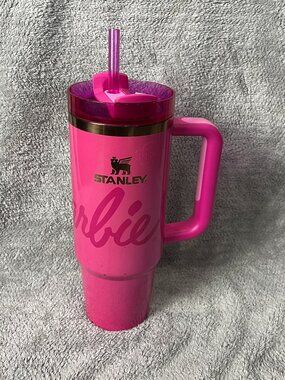 Stanley Barbie Icon Quencher 30 oz Pink Tumbler w/ Handle, Lid & Straw